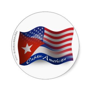 Cuban American Waving Flag Sticker