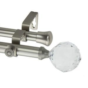 Rod Desyne 48 in.   84 in. Satin Nickel Double Telescoping Curtain Rod with Faceted Finial 4757 485