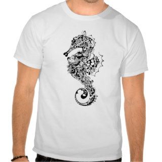Black & White Seahorse Tattoo Style Shirt