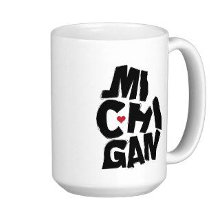 I Love Michigan State Map Art Coffee Mug