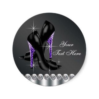 Elegant Black and Purple High Heel Shoe Stickers