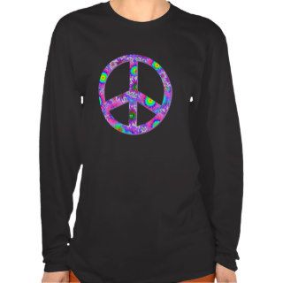 psychedelic flowers peace sign2 tee shirts