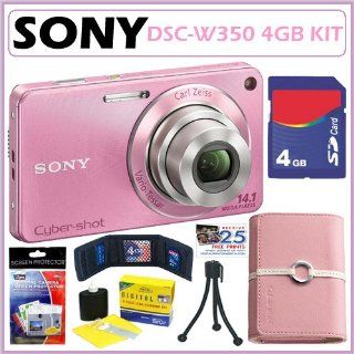 Sony DSC W350 Cybershot 14.1MP Digital Camera Pink + 4GB Accessory Kit  Camera & Photo