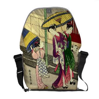 Umbrella Girls ~  Vintage Japanese Ukiyo e Woodcut Commuter Bag