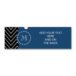 Navy Blue, Black and White Chevron Pattern  Your Business Card Template
