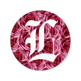 Monogram Letter L Pink Roses Sticker