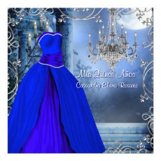 Royal Navy Blue Quinceanera Invitations