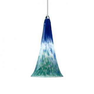 WAC Lighting MP 614 BG/BN Passion 1 Light 12V MonoPoint Pendant with Blue and Green Art Glass Shade, Brushed Nickel Finish   Ceiling Pendant Fixtures  