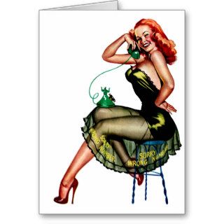 Hot Redhead Pin Up Girl ~ Retro Art Greeting Cards
