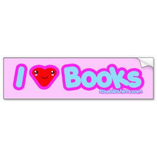 I love Books cute Kawaii t shirts & more Bumper Stickers