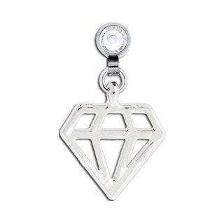 Diamond Cutout Microdermal Dangle. All Dangles are made with magnetic heas so they will not add trauma to piercing. G23 Titanium Detachable Dangles are Base Metal with Rhodium Plating. Not Safe for MRI Jewelry