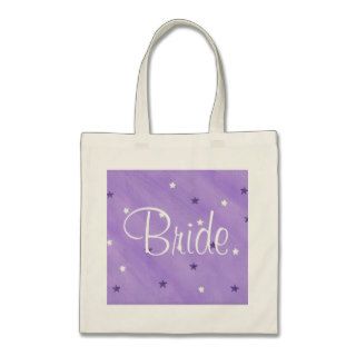 Purple and White Stars, Bride tote bags