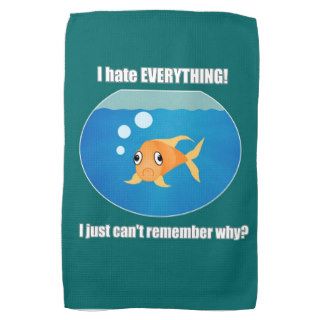 Grumpy fish meme hand towels