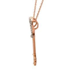10k Rose Gold 1/10ct TDW Diamond Heart Key Necklace (I J, I2 I3) Diamond Necklaces