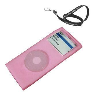 Premium Silicone Sleeve with Earphone Holder for Ipod Nano 2nd Generation Case Pink  Free DreamBargains Neckstrap / Lanyard   Players & Accessories