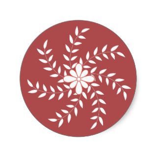 White Daisy and Vines Spiral Round Stickers