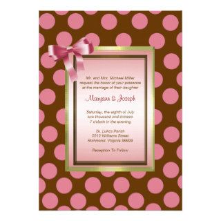 P5 Pink and Brown  Polka Dot Invitation Template