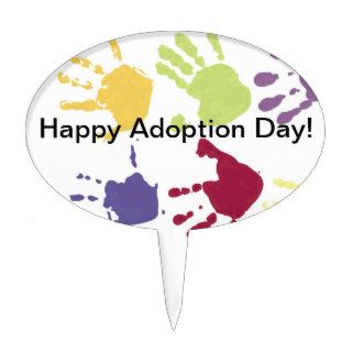 Kids Hands Happy Adoption Day Cake Topper