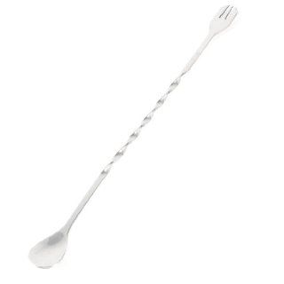 10.2" Length Twist Bar Spoon Fork Silver Tone for Mixing Pub Cocktail Kitchen & Dining