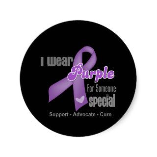 I Wear a Purple Ribbon For Someone Special Round Sticker