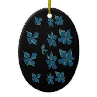 Blue Flowers With Mermaid Christmas Ornaments