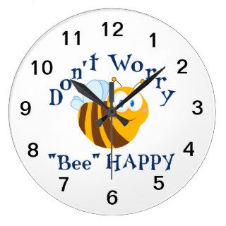 Don't worry "Bee" Happy Large Wall Clock