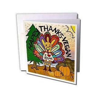 gc_44963_1 Lee Hiller Designs Thanksgiving Thanks Vegan   Thanksgiving Thanks Vegan Turkey   Greeting Cards 6 Greeting Cards with envelopes 