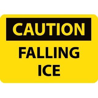 NMC C488RB OSHA Sign, Legend "CAUTION   FALLING ICE", 14" Length x 10" Height, Rigid Plastic, Black on Yellow Industrial Warning Signs