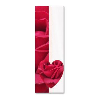 Red Rose Heart Wedding Bookmark Favor Business Card Template