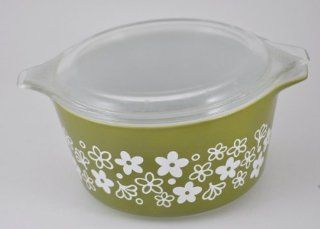 Pyrex (1 qt) Spring Blossom / Crazy Daisy Green Cinderella Casserole Baking Dish Bowl (No. 473)  Other Products  