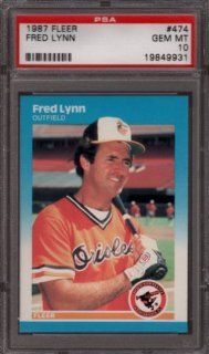 1987 FLEER #474 FRED LYNN ORIOLES PSA 10 B1333789 Sports Collectibles