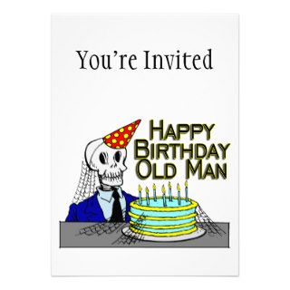 Happy Birthday Spider Web Old Man Custom Invites