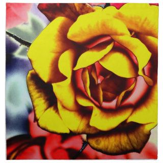 Colorful Artistic Yellow Rose Printed Napkin