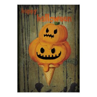 Halloween Pumpkin Ice Cream Cone Posters