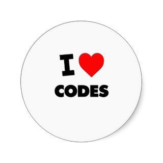 I love Codes Round Stickers