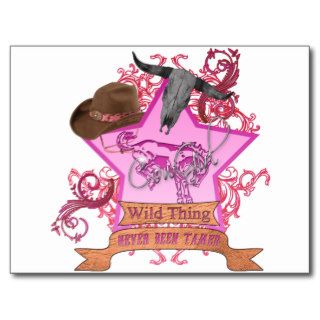 CowGirl Wild Thing never been tamed Pink 3 Leather Postcard