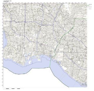 Long Beach, CA ZIP Code Map Laminated   Prints