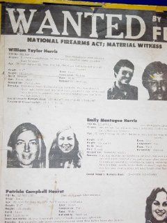 WANTED POSTER Patricia Hearst, Emily Harris, & William Harris (Authentic)FBI wanted flyer # 475 May 20, 1974  Prints  