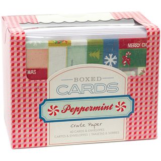 Crate Paper Box Of Patterned Cards With Envelopes 4"X6" 40pk Peppermint American Crafts Blank Cards & Envelopes