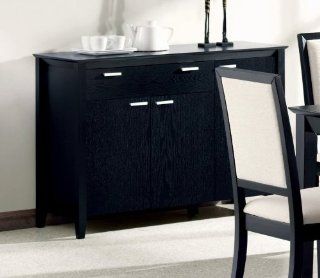 Server Sideboard with Chromed Hardware Distressed Black Finish   Curio Cabinets