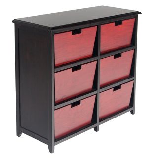 La Jolla Red and Black 6 drawer Console Coffee, Sofa & End Tables