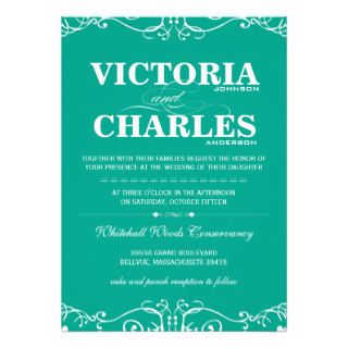 Emerald Modern Vintage Typography or Any Color Personalized Invites