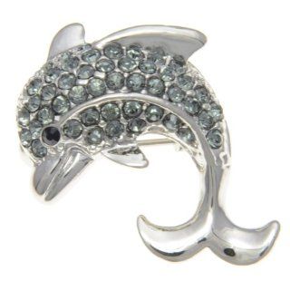 Small Gray Crystal Dolphin Brooch Pin Brooches And Pins Jewelry