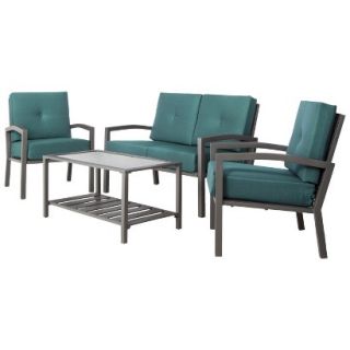 Threshold 4 Piece Turquoise (Blue) Metal Patio Furniture Set, Squier Collection