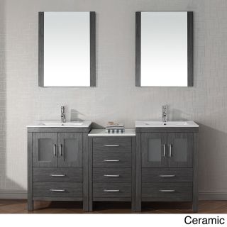 Virtu Usa Dior 66 Inch Double Sink Vanity Set In Zebra Grey