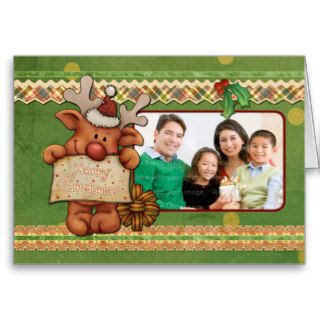 Christmas Template with funny reindeer Greeting Cards