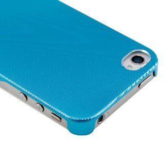 Blue Aluminum Brushed Metal 0.3mm Ultra Thin Hard Case Cover for iPhone 4 4G 4S Cell Phones & Accessories