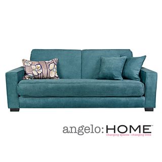 Angelohome Angelohome Grayson Parisian Teal Blue Convert a couch Futon Sofa Sleeper Blue Size Full