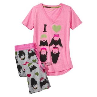 Duck Dynasty Juniors 2 Pc Pajama Set   Pink/Grey S