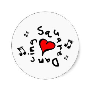 Square Dancing I Heart Love Gift Stickers
